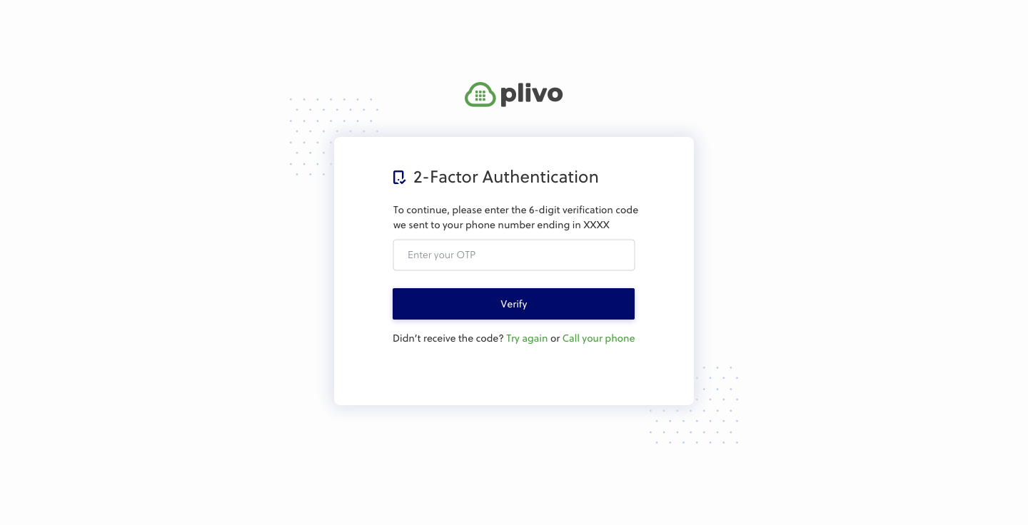 Receive a code for two-factor authentication